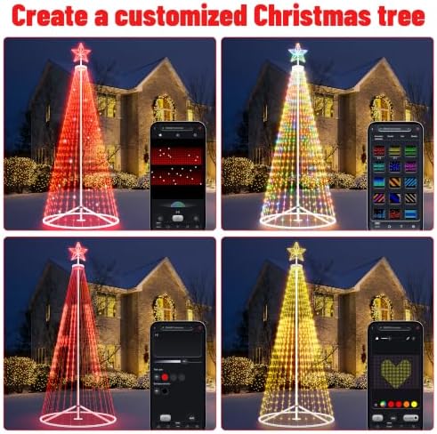 12FT Outdoor Christmas Tree - Smart Christmas Tree Outdoor Lighted Decoration, x-mas Star Tree Bluetooth App, alternate view