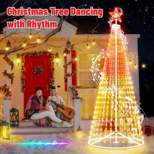 12FT Outdoor Christmas Tree - Smart Christmas Tree Outdoor Lighted Decoration, x-mas Star Tree Bluetooth App, alternate view