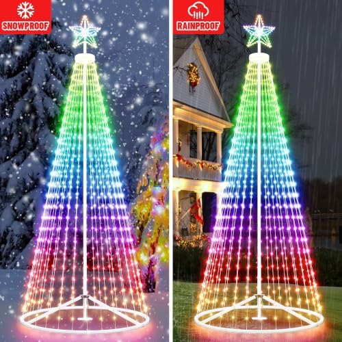 12FT Outdoor Christmas Tree - Smart Christmas Tree Outdoor Lighted Decoration, x-mas Star Tree Bluetooth App, alternate view