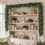 12FT Pre-Lit Christmas Garland, Lighted Norfolk Pine Garland in Green, alternate view 5
