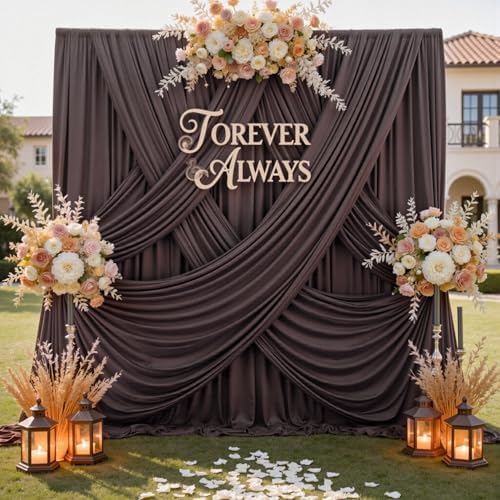 12ft x 10ft Brown Backdrop Curtains for Parties, Wrinkle Free 2 Panels Photo Backdrop Drapes Back Drop Cloth for