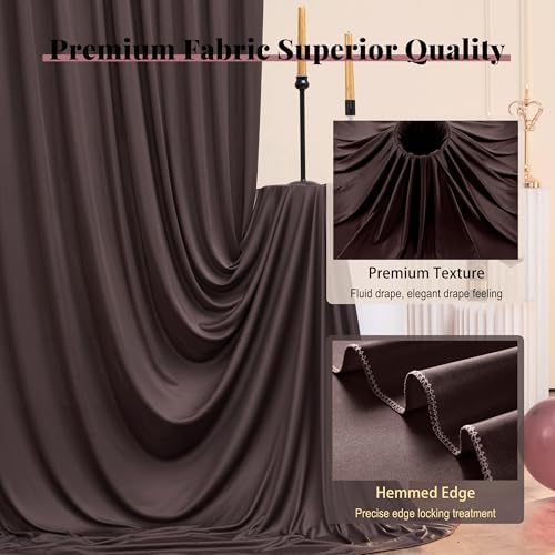 12ft x 10ft Brown Backdrop Curtains for Parties, Wrinkle Free 2 Panels Photo Backdrop Drapes Back Drop Cloth for, alternate