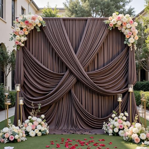 12ft x 10ft Brown Backdrop Curtains for Parties, Wrinkle Free 2 Panels Photo Backdrop Drapes Back Drop Cloth for, alternate