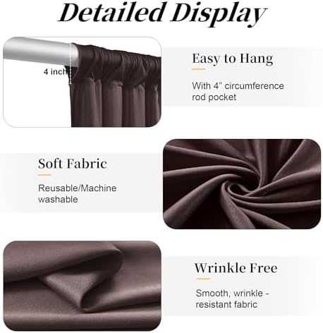 12ft x 10ft Brown Backdrop Curtains for Parties, Wrinkle Free 2 Panels Photo Backdrop Drapes Back Drop Cloth for, alternate
