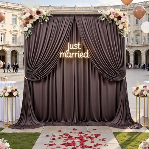 12ft x 10ft Brown Backdrop Curtains for Parties, Wrinkle Free 2 Panels Photo Backdrop Drapes Back Drop Cloth for, alternate