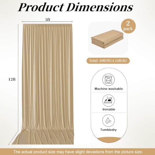 12ft x 10ft Champagne Backdrop Curtains for Parties, Wrinkle Free 2 Panels Photo Backdrop Drapes Back Drop Cloth, alternate