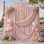 12ft x 10ft Dusty Pink Backdrop Curtains for Parties, Wrinkle Free 2 Panels Photo Backdrop Drapes Back Drop, alternate view 7