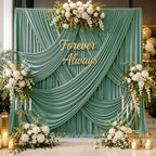 12ft x 10ft Grayish Green Backdrop Curtains for Parties, Wrinkle Free 2 Panels Photo Backdrop Drapes Back Drop