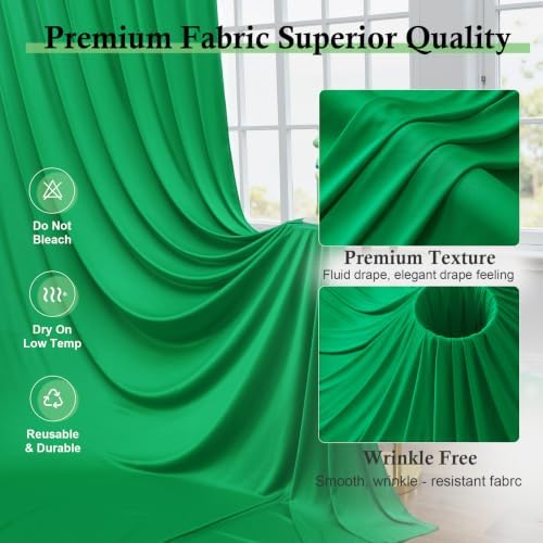12ft x 10ft Green Backdrop Curtains for Parties, Wrinkle Free 2 Panels Photo Backdrop Drapes Back Drop Cloth for, alternate