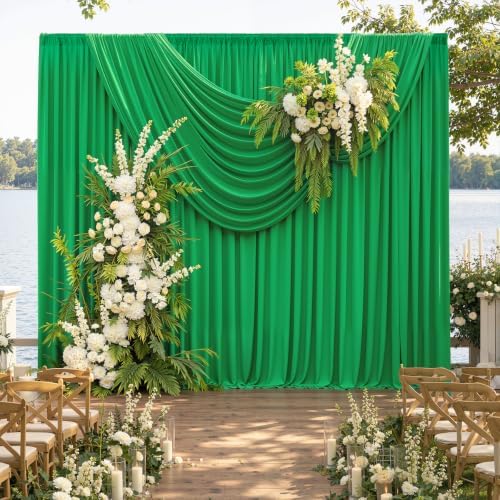 12ft x 10ft Green Backdrop Curtains for Parties, Wrinkle Free 2 Panels Photo Backdrop Drapes Back Drop Cloth for, alternate