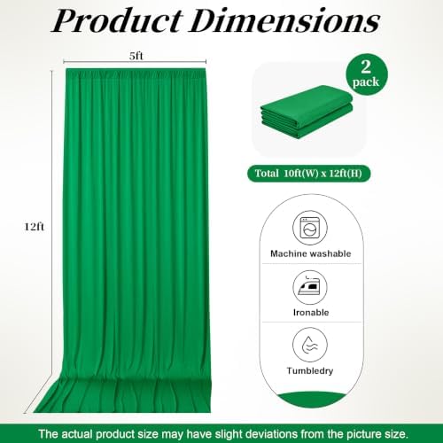 12ft x 10ft Green Backdrop Curtains for Parties, Wrinkle Free 2 Panels Photo Backdrop Drapes Back Drop Cloth for, alternate