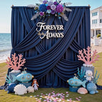 12ft x 10ft Navy Blue Backdrop Curtains for Parties, Wrinkle Free 2 Panels Photo Backdrop Drapes Back Drop Cloth