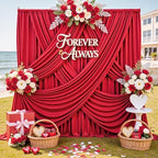 12ft x 10ft Red Backdrop Curtains for Parties, Wrinkle Free 2 Panels Photo Backdrop Drapes Back Drop Cloth for