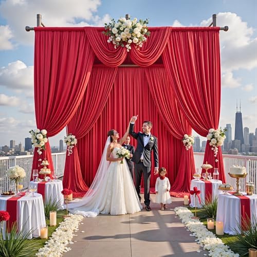 12ft x 10ft Red Backdrop Curtains for Parties, Wrinkle Free 2 Panels Photo Backdrop Drapes Back Drop Cloth for, alternate