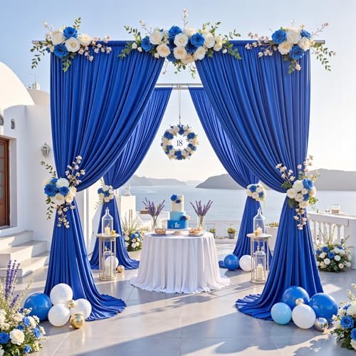 12ft x 10ft Royal Blue Backdrop Curtains for Parties, Wrinkle Free 2 Panels Photo Backdrop Drapes Back Drop, alternate view 7