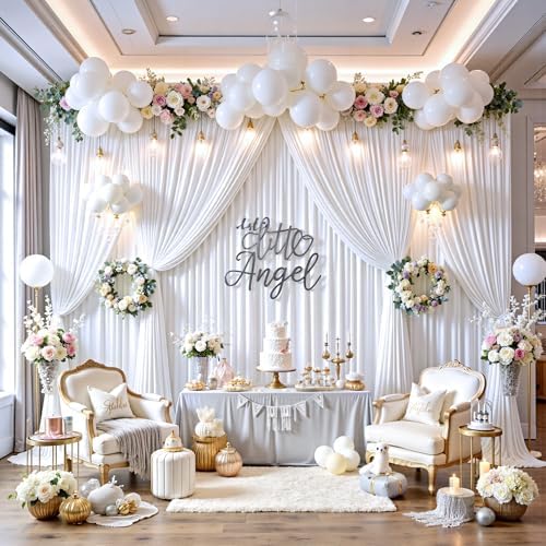 12ft x 10ft White Backdrop Curtains for Parties, Wrinkle Free 2 Panels Photo Backdrop Drapes Back Drop Cloth for, alternate