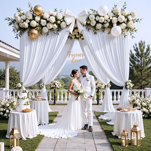12ft x 10ft White Backdrop Curtains for Parties, Wrinkle Free 2 Panels Photo Backdrop Drapes Back Drop Cloth for, alternate