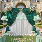 12ft x 10ft Wrinkle Free Hunter Green Backdrop Curtains for Parties, Silky Photo Backdrop Drapes 12FT Long Back, alternate