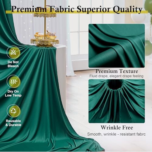 12ft x 10ft Wrinkle Free Hunter Green Backdrop Curtains for Parties, Silky Photo Backdrop Drapes 12FT Long Back, alternate