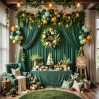 12ft x 10ft Wrinkle Free Hunter Green Backdrop Curtains for Parties, Silky Photo Backdrop Drapes 12FT Long Back, alternate