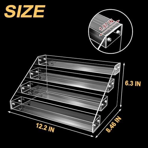 12in 4 Tier Acrylic Riser, Clear Display Organizer, Cupcake Stand & Shelves in transparent, alternate view 2