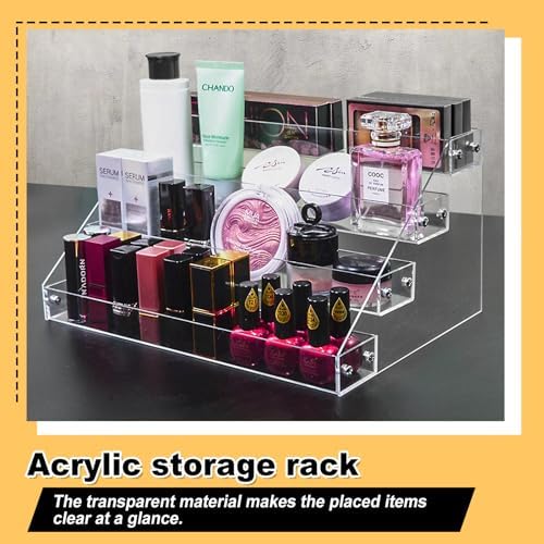 12in 4 Tier Acrylic Riser, Clear Display Organizer, Cupcake Stand & Shelves in transparent, alternate view 5
