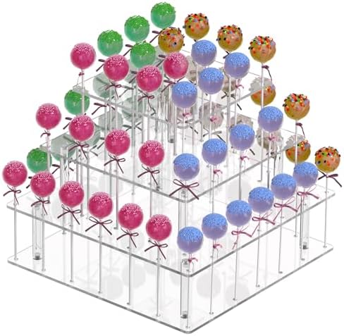 12in Cake Pop Stand Acrylic Cakepop Display Stand, Tree Clear Lollipop Holder,3 Tier Display Tower for Sweets,56