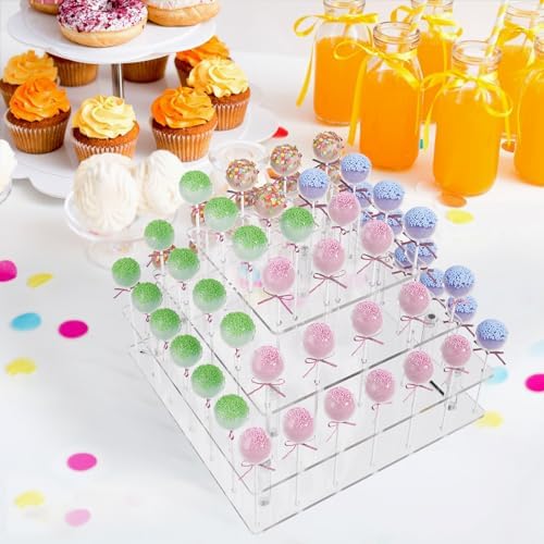 12in Cake Pop Stand Acrylic Cakepop Display Stand, Tree Clear Lollipop Holder,3 Tier Display Tower for Sweets,56, alternate