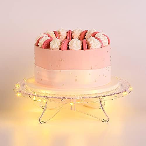 12inch Clear Round Cake Stand with String Lights in Clear