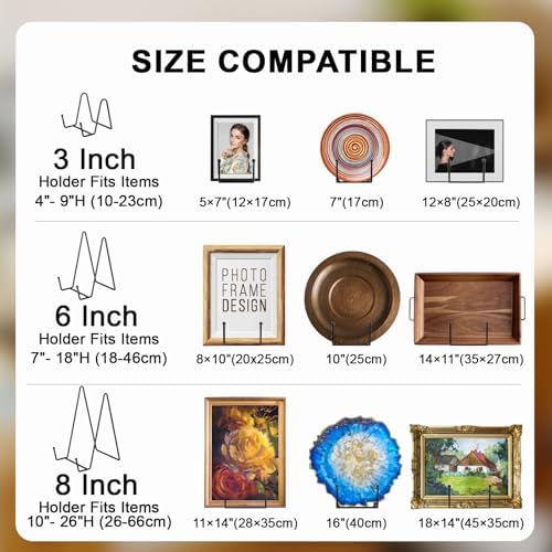 12Pack Black Metal Square Easel Stands Bulk 6in Plate Photo Display Holders in Black-12Pack, alternate view 7