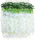 12Pack Wisteria Hanging Flower Garland 3.6Ft Artificial Arch Flower White in White
