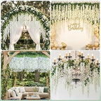 12Pack Wisteria Hanging Flower Garland 3.6Ft Artificial Arch Flower White in White, alternate view 4