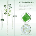 12Pack Wisteria Hanging Flower Garland 3.6Ft Artificial Arch Flower White in White, alternate view 5
