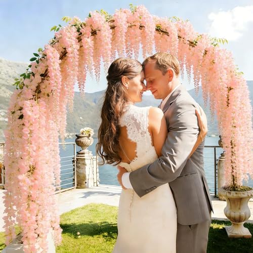 12Pack Wisteria Hanging Flower Garland 3.6Ft Artificial Flower Light Pink in Light Pink, alternate view 4