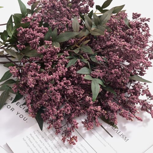 12Pcs 17In Faux Berry Stems, Artificial Nandina Branches Fall Decor, alternate view 4