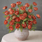 12Pcs 27" Artificial Fall Peony Silk Flower Stems for Vase Decor(Orange)