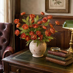 12Pcs 27" Artificial Fall Peony Silk Flower Stems for Vase Decor(Orange), alternate view 3