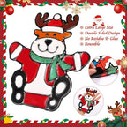 12Pcs 3D Christmas Window Clings Snowman Santa Claus Window Stickers in Red, alternate view 6