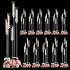 12PCS 5 Arms Acrylic Candelabra Centerpieces for Wedding, Floor Candle Holders Tall Set Clear Acrylic Candle