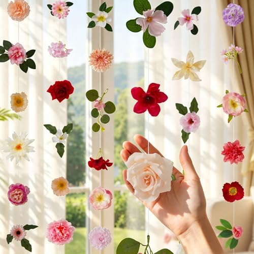 12Pcs 72Ft Wildflower Garland with Bow Hanging Flower Wall Backdrop, alternate view 4