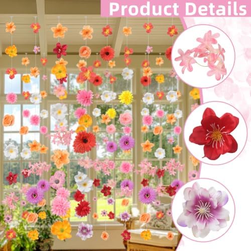 12PCS 78.2Ft Flower Garlands Hanging Flowers with Hooks for Home Garden Wall Arch Decor, alternate view 4