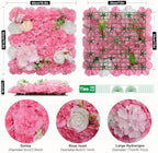12pcs Artificial Flower Wall Backdrop 16.5"x16.5"- Dark Pink, alternate view 4