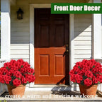12PCS Artificial Geraniums for Outdoors, Fake Silk Red Flowers, alternate view 2