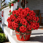 12PCS Artificial Geraniums for Outdoors, Fake Silk Red Flowers, alternate view 5