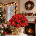 12PCS Artificial Geraniums for Outdoors, Fake Silk Red Flowers, alternate view 6