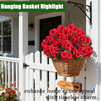12PCS Artificial Geraniums for Outdoors, Fake Silk Red Flowers, alternate view 7