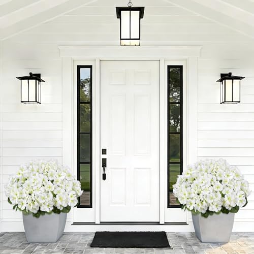 12PCS Artificial Geraniums for Outdoors, Fake Silk White Flowers, alternate view 3