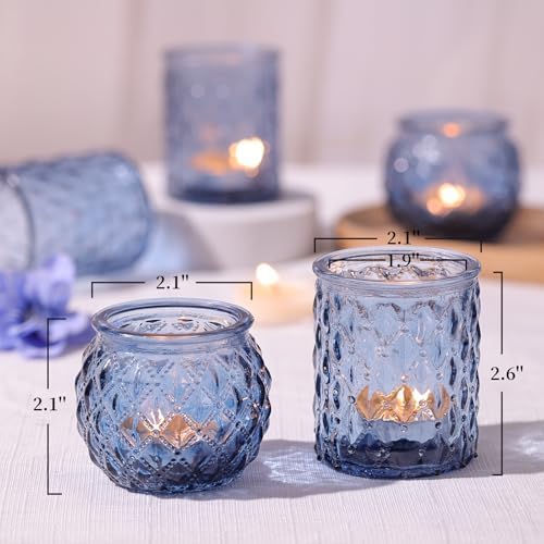 12Pcs Assorted Blue Votive Candle Holders, Tea Lights Candle Holder for Wedding Decor, Blue Candle Holders for, alternate
