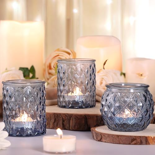 12Pcs Assorted Blue Votive Candle Holders, Tea Lights Candle Holder for Wedding Decor, Blue Candle Holders for, alternate