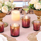 12pcs Assorted Burgundy Votive Candle Holders, Large Mercury Votives in Burgundy+gold, alternate view 2